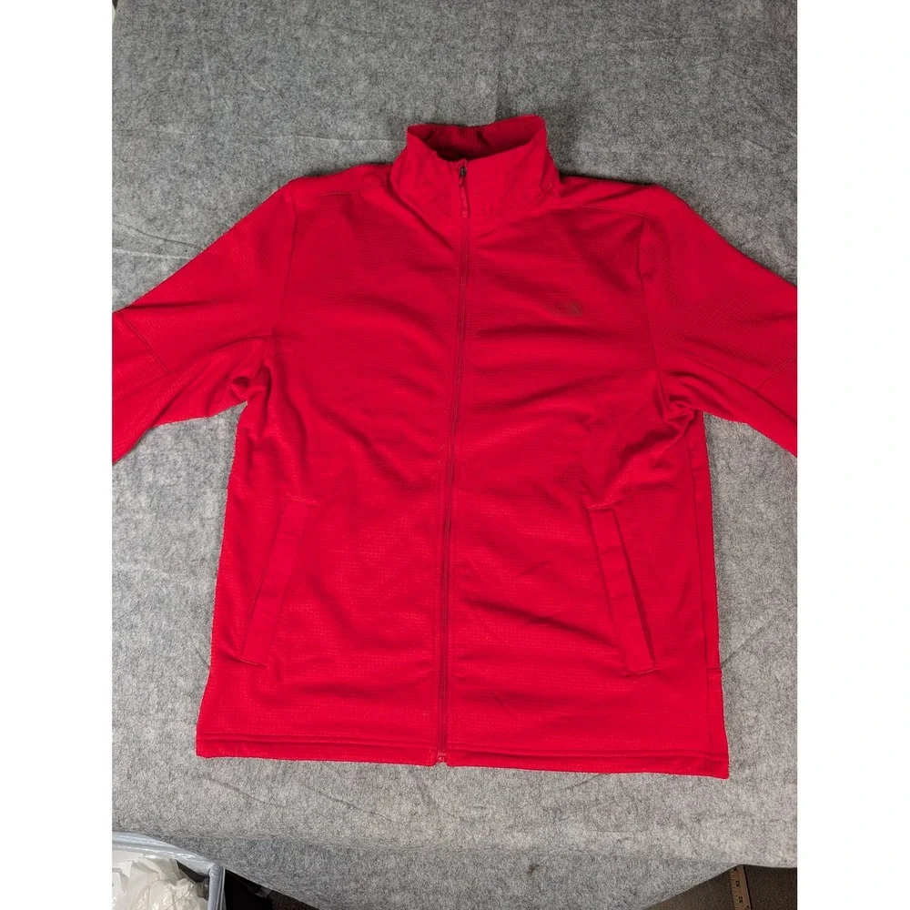 The North Face Mens Red Canyonlands Full Zip Fleece Jacket Mock Neck Stretch